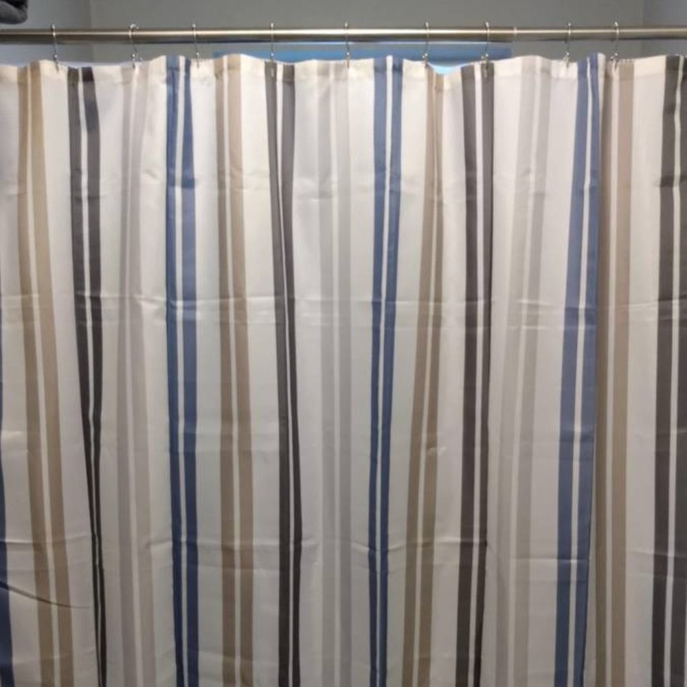 Ikea Home Shower Curtain Striped Brown Gray Silver